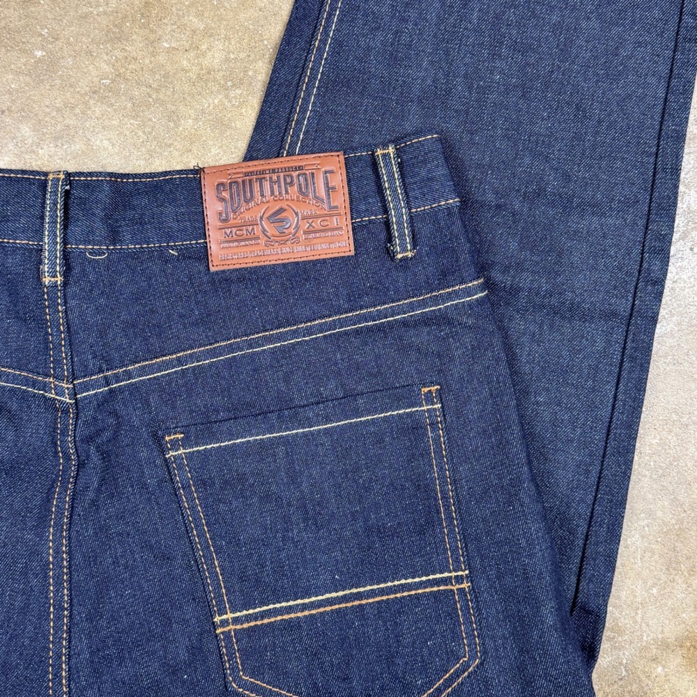 Southpole Raw Denim Jeans Mens 32.5x32 Blue Straight Leg Vtg Y2K Style Deadstock